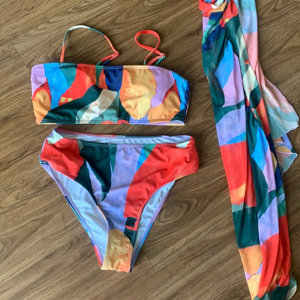 Multi colored 3 piece swimsuit #worn once